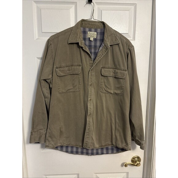 Cabela's Men’s Button Down Plaid Lined Brown Shacket, Size L GUC - Picture 1 of 14